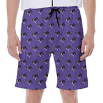 Purple Boston Terrier Pattern Print Men's Beach Shorts