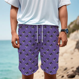 Purple Boston Terrier Pattern Print Men's Cargo Shorts