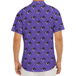 Purple Boston Terrier Pattern Print Men's Deep V-Neck Shirt