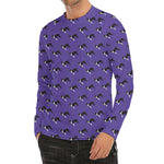 Purple Boston Terrier Pattern Print Men's Long Sleeve Rash Guard