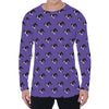 Purple Boston Terrier Pattern Print Men's Long Sleeve T-Shirt