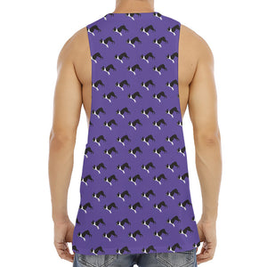 Purple Boston Terrier Pattern Print Men's Muscle Tank Top