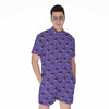 Purple Boston Terrier Pattern Print Men's Rompers