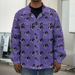 Purple Boston Terrier Pattern Print Men's Shirt Jacket