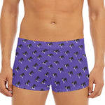 Purple Boston Terrier Pattern Print Men's Short Boxer Briefs