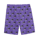 Purple Boston Terrier Pattern Print Men's Sports Shorts