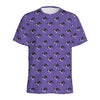 Purple Boston Terrier Pattern Print Men's Sports T-Shirt