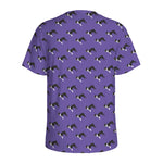 Purple Boston Terrier Pattern Print Men's Sports T-Shirt