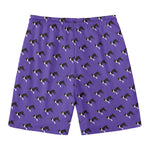 Purple Boston Terrier Pattern Print Men's Swim Trunks