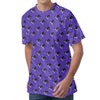 Purple Boston Terrier Pattern Print Men's Velvet T-Shirt