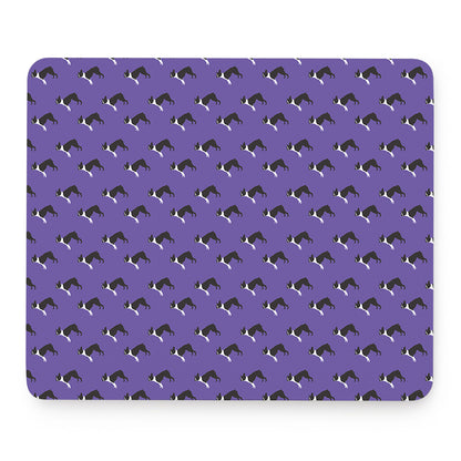 Purple Boston Terrier Pattern Print Mouse Pad
