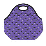 Purple Boston Terrier Pattern Print Neoprene Lunch Bag