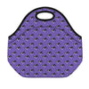 Purple Boston Terrier Pattern Print Neoprene Lunch Bag