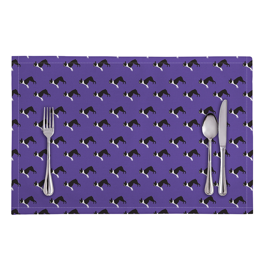 Purple Boston Terrier Pattern Print Placemat