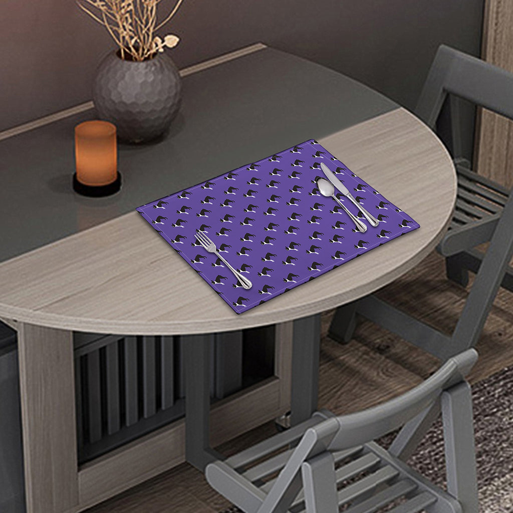 Purple Boston Terrier Pattern Print Placemat