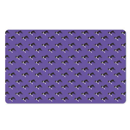 Purple Boston Terrier Pattern Print Polyester Doormat
