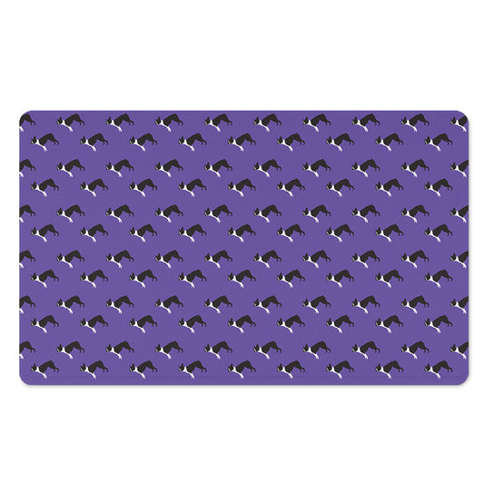 Purple Boston Terrier Pattern Print Polyester Doormat