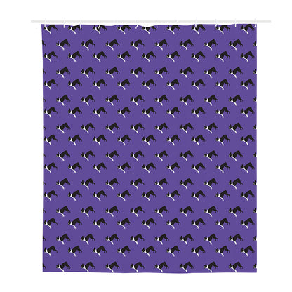 Purple Boston Terrier Pattern Print Polyester Shower Curtain