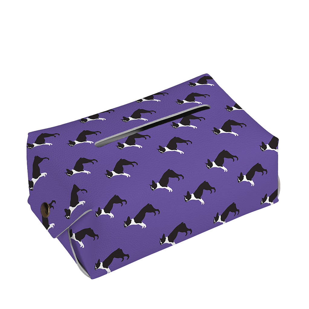 Purple Boston Terrier Pattern Print Rectangle Tissue Box Cover