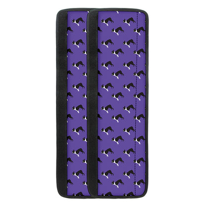 Purple Boston Terrier Pattern Print Refrigerator Handle Covers