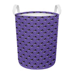 Purple Boston Terrier Pattern Print Round Laundry Basket