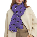 Purple Boston Terrier Pattern Print Scarf