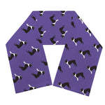 Purple Boston Terrier Pattern Print Scarf