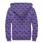 Purple Boston Terrier Pattern Print Sherpa Lined Zip Up Hoodie