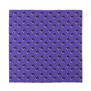 Purple Boston Terrier Pattern Print Silk Bandana