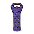 Purple Boston Terrier Pattern Print Single Neoprene Wine Tote