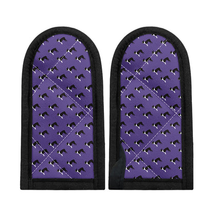 Purple Boston Terrier Pattern Print Skillet Handle Cover
