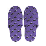 Purple Boston Terrier Pattern Print Slippers