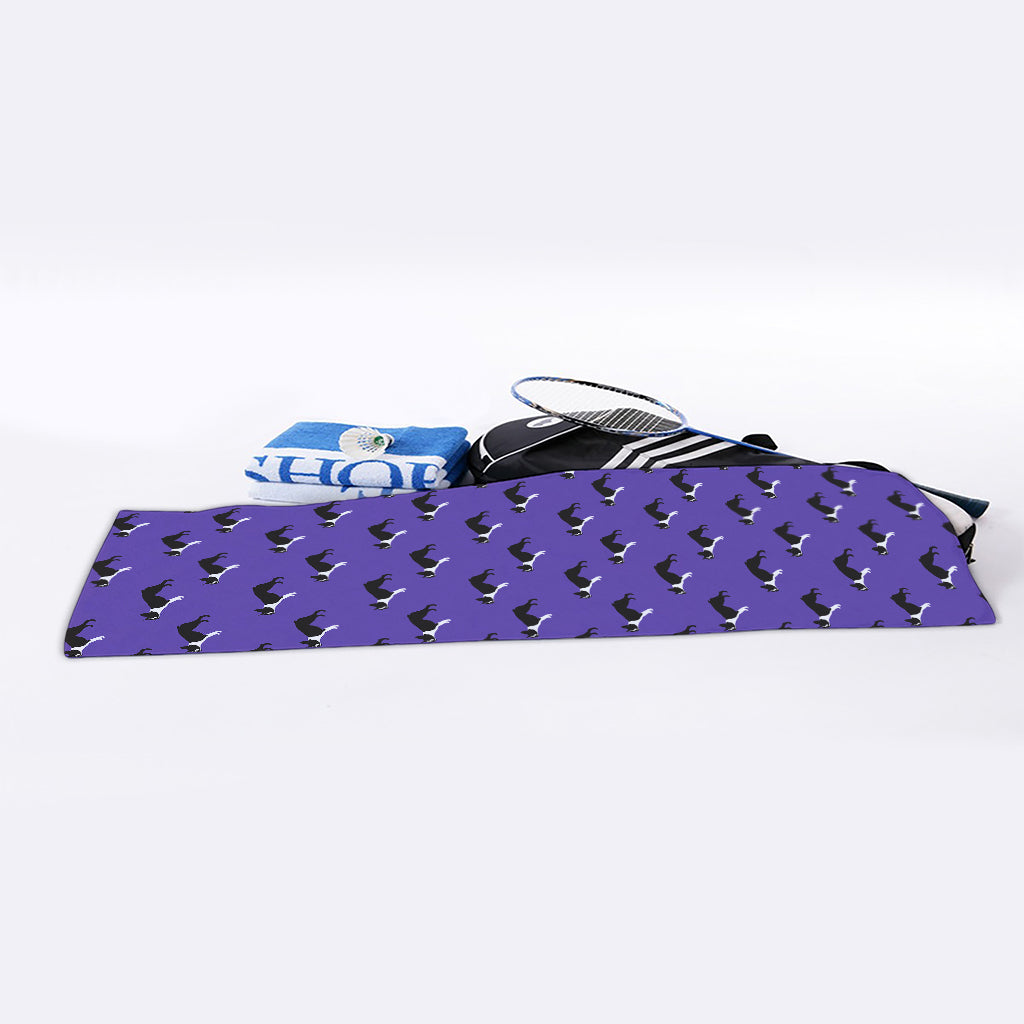 Purple Boston Terrier Pattern Print Sports Towel