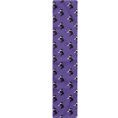 Purple Boston Terrier Pattern Print Table Runner
