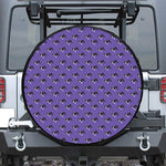 Purple Boston Terrier Pattern Print Tire Cover