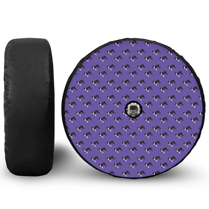 Purple Boston Terrier Pattern Print Tire Cover With Camera Hole