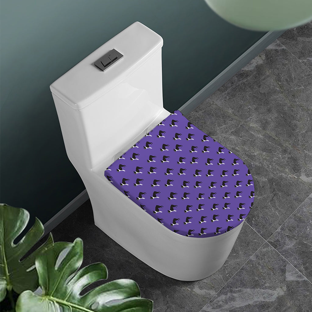 Purple Boston Terrier Pattern Print Toilet Lid Cover
