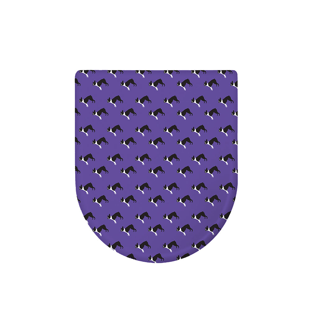 Purple Boston Terrier Pattern Print Toilet Lid Cover