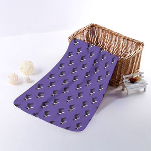 Purple Boston Terrier Pattern Print Towel