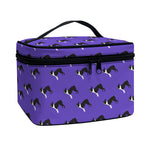 Purple Boston Terrier Pattern Print Travel Makeup Bag