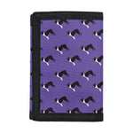 Purple Boston Terrier Pattern Print Trifold Wallet