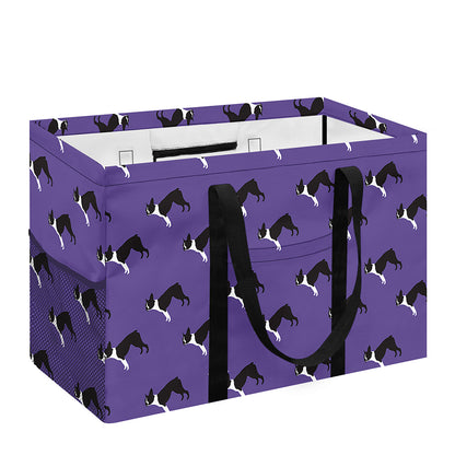 Purple Boston Terrier Pattern Print Utility Tote Bag