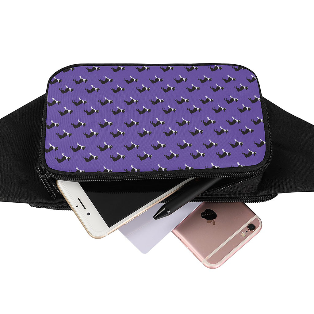 Purple Boston Terrier Pattern Print Waist Bag