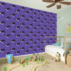 Purple Boston Terrier Pattern Print Wall Sticker