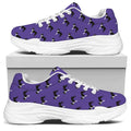 Purple Boston Terrier Pattern Print White Chunky Shoes