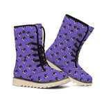 Purple Boston Terrier Pattern Print Winter Boots