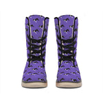 Purple Boston Terrier Pattern Print Winter Boots