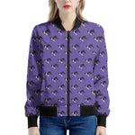 Purple Boston Terrier Pattern Print Women's Bomber Jacket