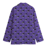 Purple Boston Terrier Pattern Print Women's Cotton Blazer