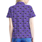 Purple Boston Terrier Pattern Print Women's Polo Shirt